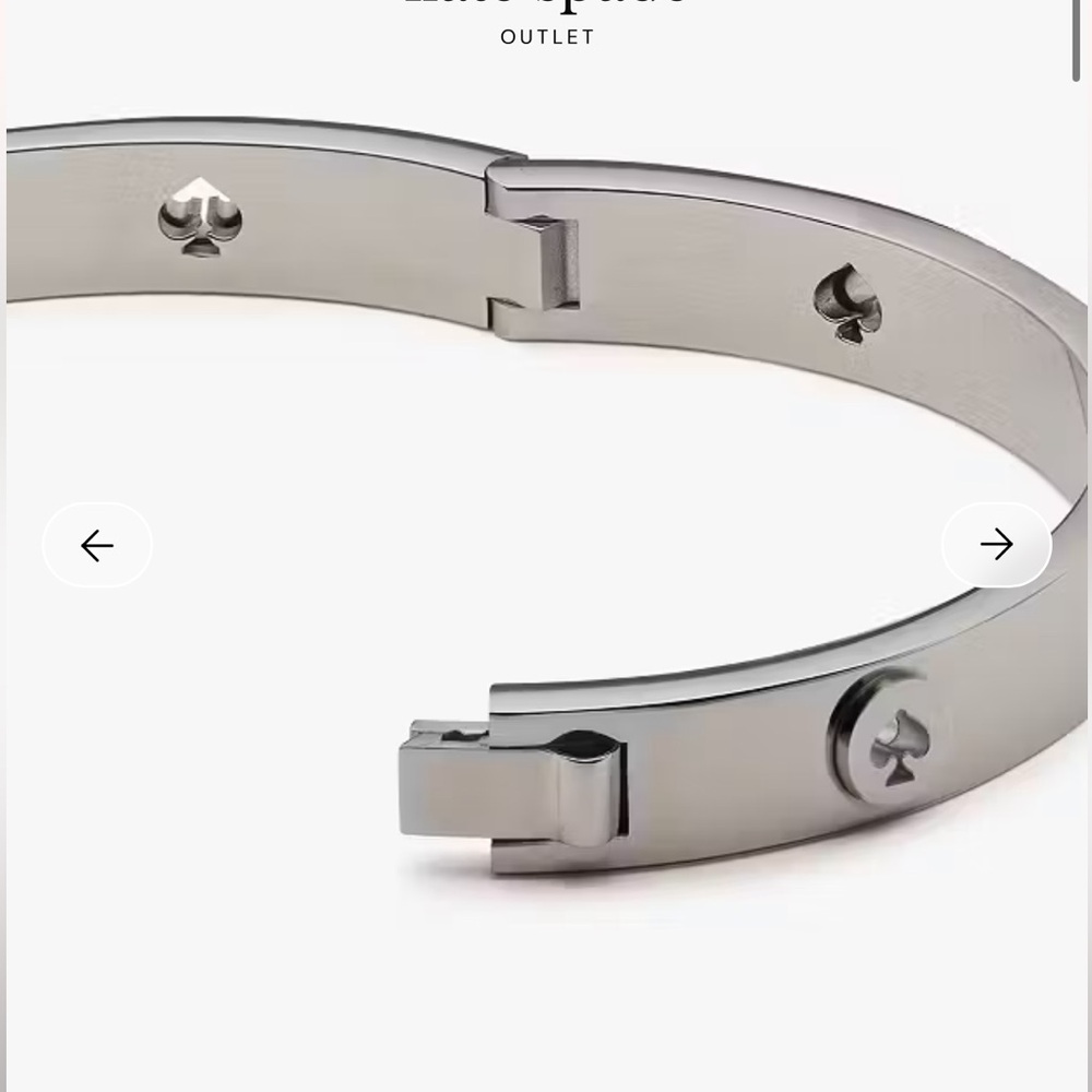 Kate Spade Spot The Spade Studded Hinged Bangle Silver NWT - Picture 3 of 7